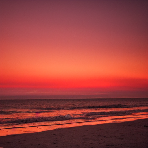 California sunset on the beach, red clouds, Nikon DSLR, professional photography